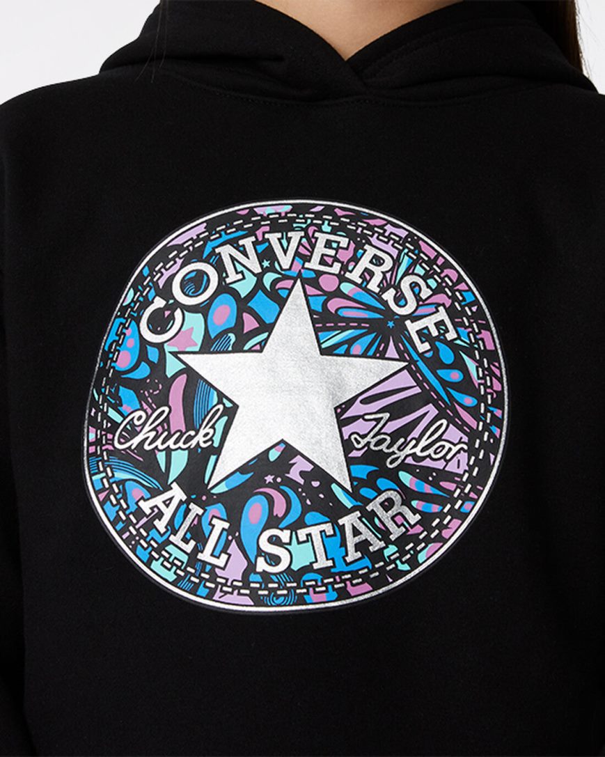 Girls' Converse Boxy Chuck Taylor Patch Pullover Hoodie Black | AU 6E981H